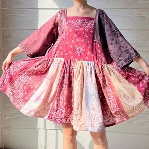 Handmade Earthy Bandana Dress SKU 06166 Vine Embrace with Rose